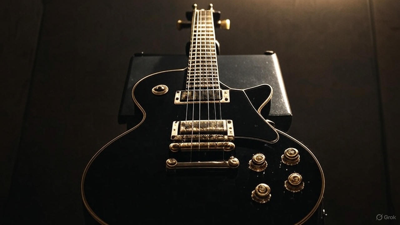 Skip Shaffer black and gold Les Paul